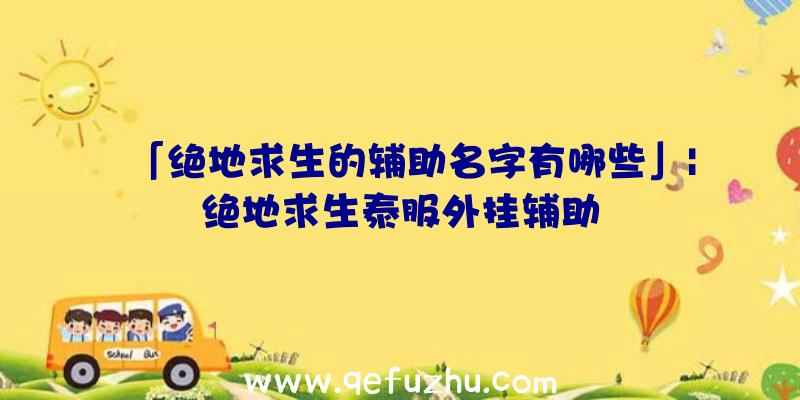 「绝地求生的辅助名字有哪些」|绝地求生泰服外挂辅助